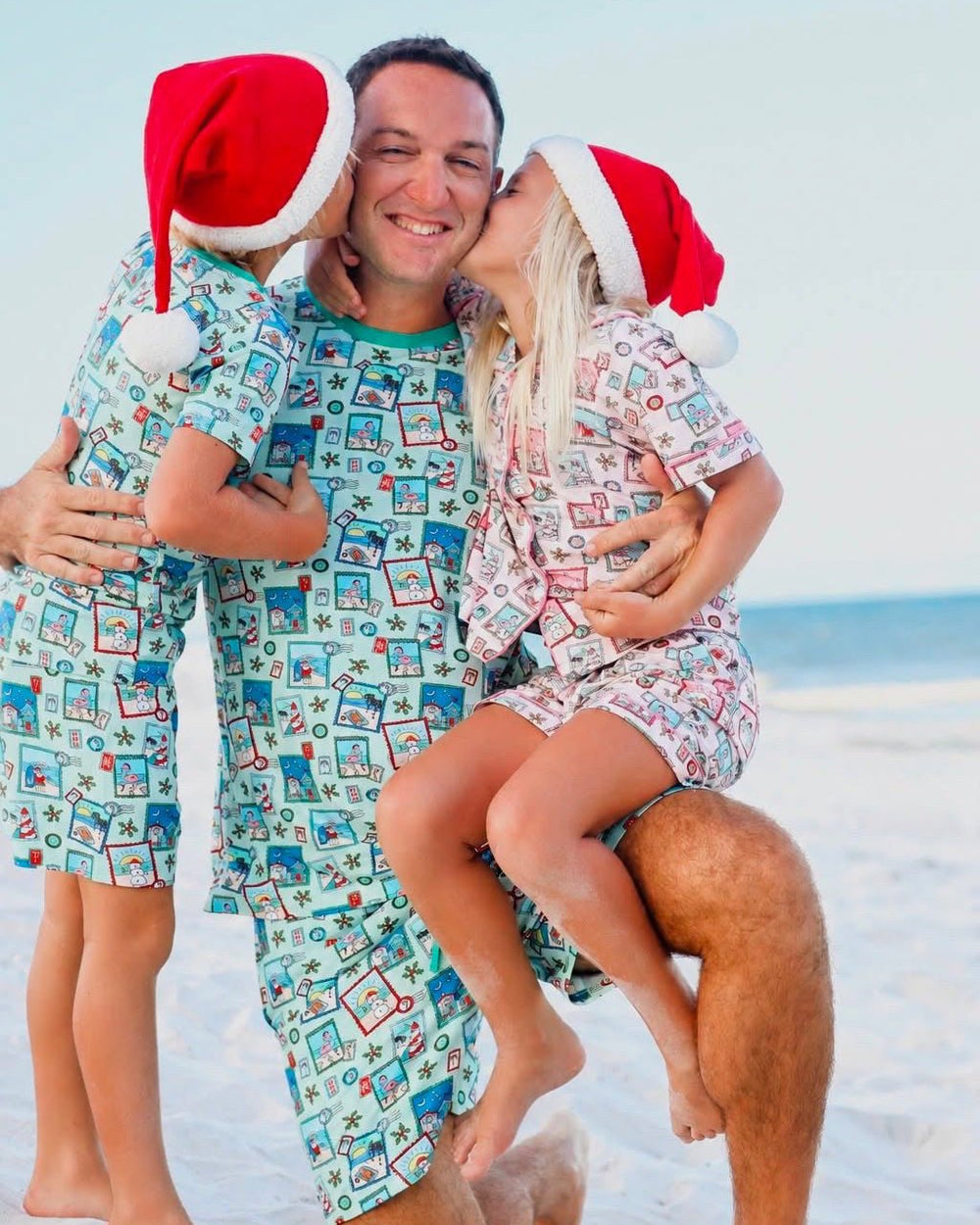 Green Coastal Postcards Men's Short Pajama Set - Tuck & Char Co.