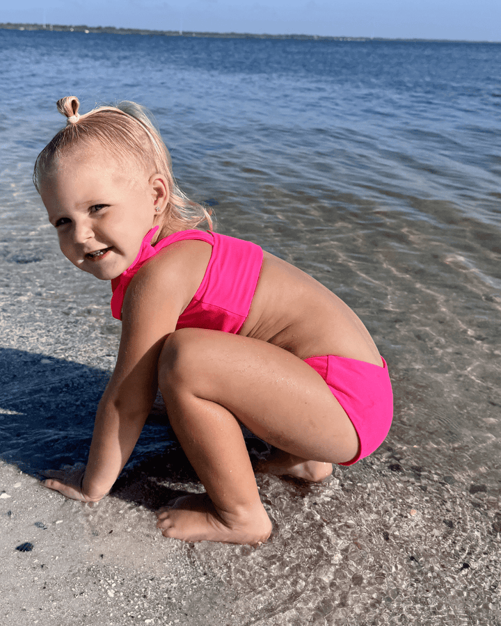 Hi-Viz Neon Pink Girls Bikini Swimsuit - Tuck &amp; Char Co.