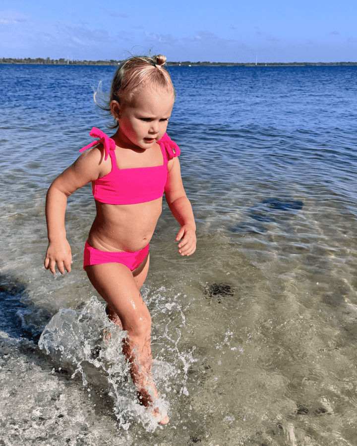 Hi-Viz Neon Pink Girls Bikini Swimsuit - Tuck &amp; Char Co.