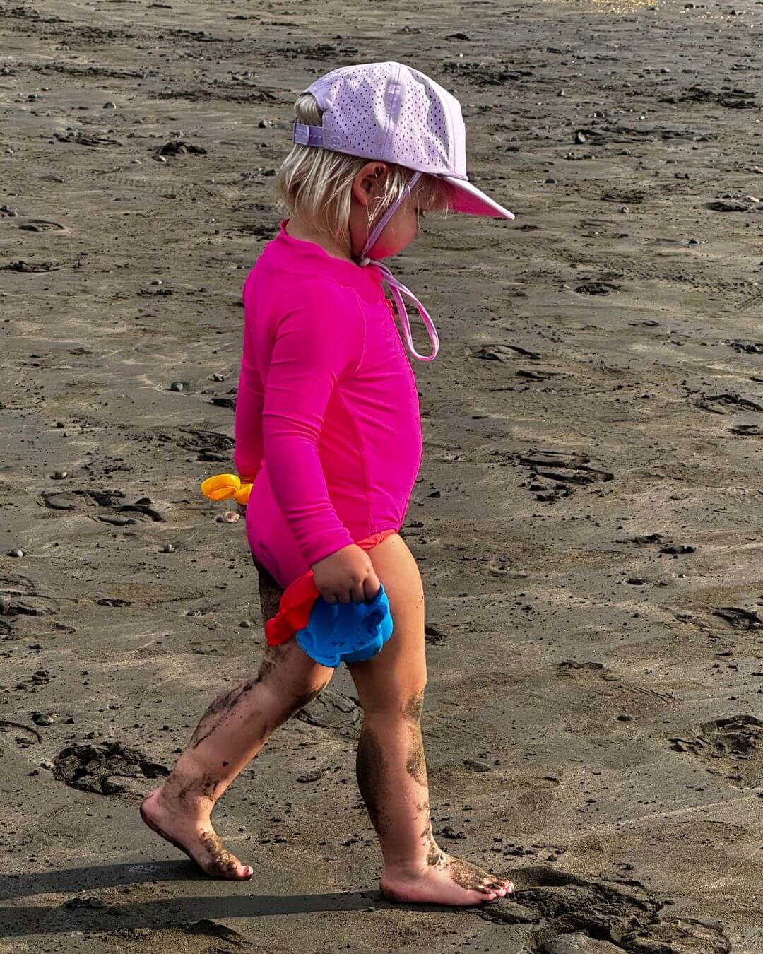 Hi-Viz Neon Pink Girls One Piece Long Sleeve Swimsuit - Tuck &amp; Char Co.