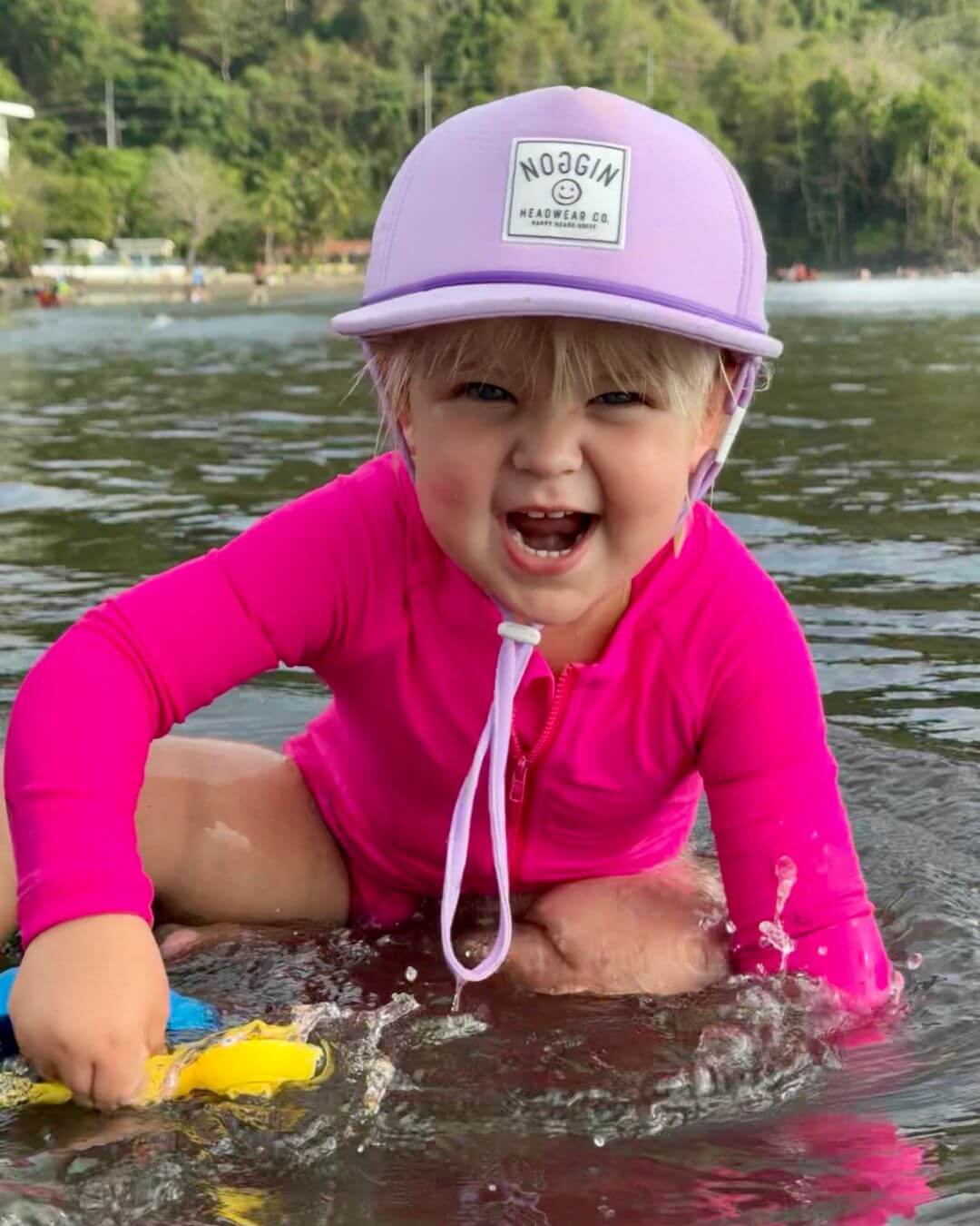 Hi-Viz Neon Pink Girls One Piece Long Sleeve Swimsuit - Tuck &amp; Char Co.