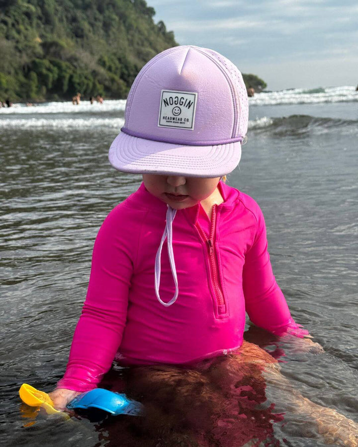 Hi-Viz Neon Pink Girls One Piece Long Sleeve Swimsuit - Tuck &amp; Char Co.