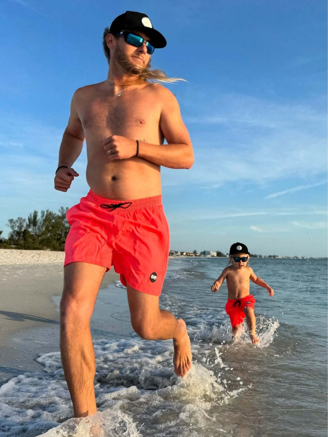 Hi-Viz Neon Salmon Men's Hybrid Boardshort - Tuck & Char Co.