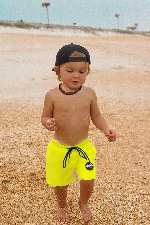 Hi-Viz Neon Yellow Boys Hybrid Boardshorts - Tuck &amp; Char Co.