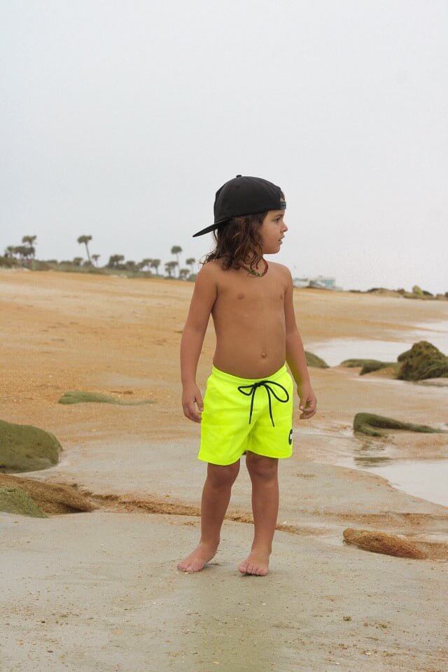 Hi-Viz Neon Yellow Boys Hybrid Boardshorts - Tuck &amp; Char Co.
