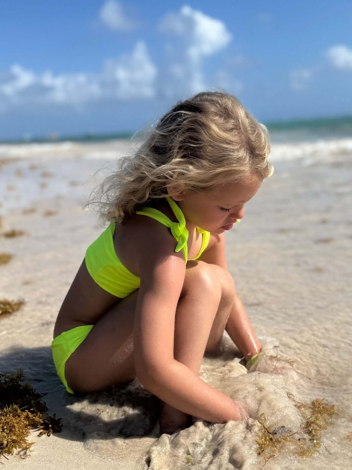 Hi-Viz Neon Yellow Girls Bikini Swimsuit - Tuck &amp; Char Co.