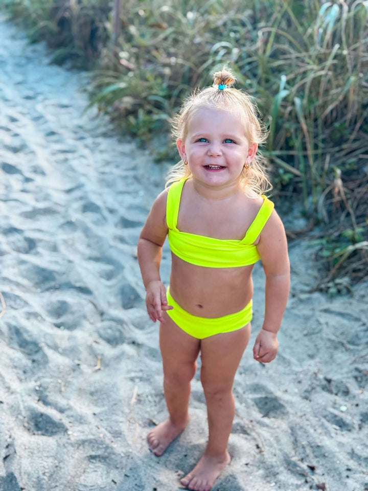 Hi-Viz Neon Yellow Girls Bikini Swimsuit - Tuck &amp; Char Co.