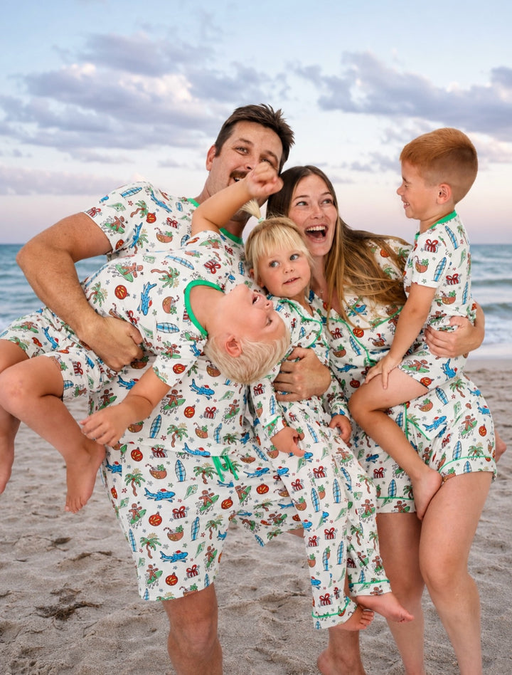 Merry Reef Coastal Christmas Women’s Button-Up Short Pajama Set