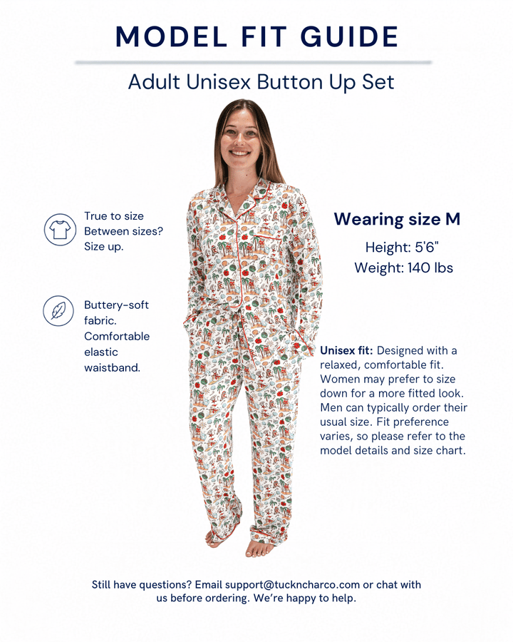 Jolly Waves Adult Unisex Button-Down Pajama Set - Tuck &amp; Char Co.