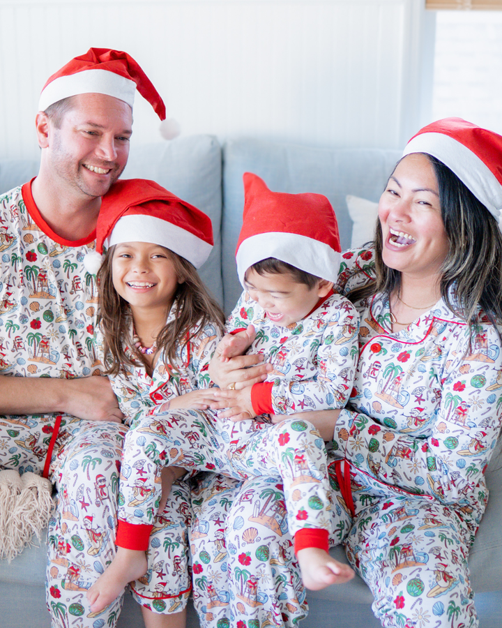 Jolly Waves Bamboo Mens Pajama Set - Joggers + Short Sleeve Top - Tuck &amp; Char Co.