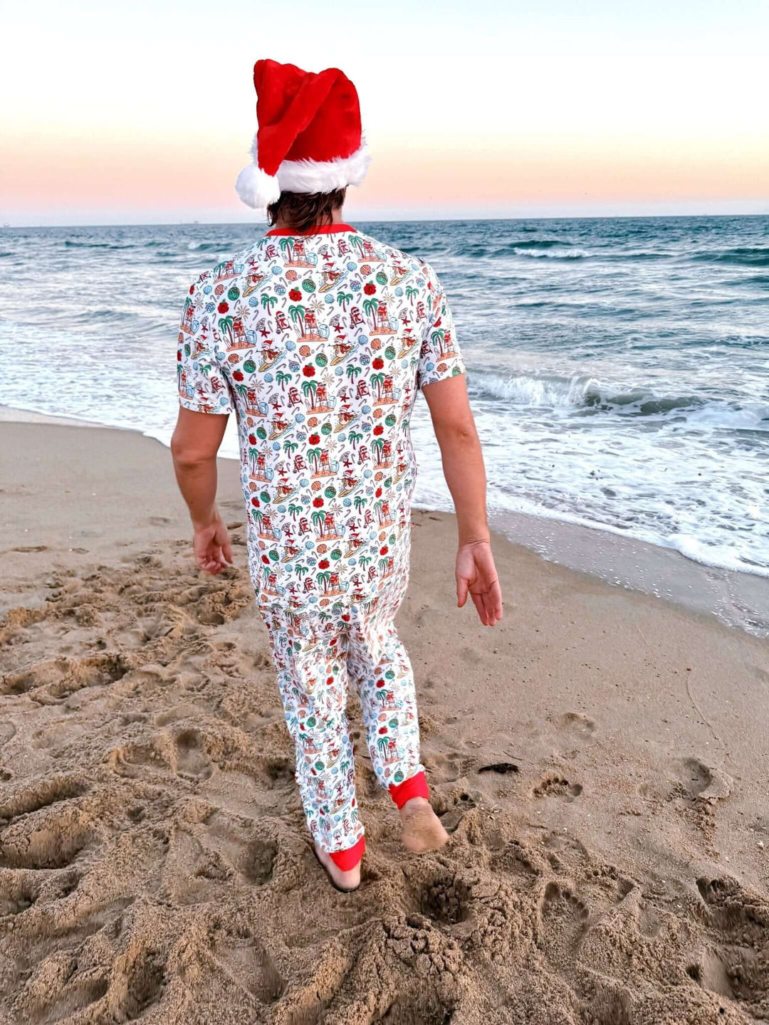Jolly Waves Bamboo Mens Pajama Set - Joggers + Short Sleeve Top - Tuck &amp; Char Co.