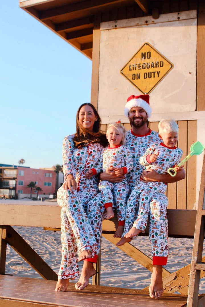 Jolly Waves Bamboo Mens Pajama Set - Joggers + Short Sleeve Top - Tuck &amp; Char Co.
