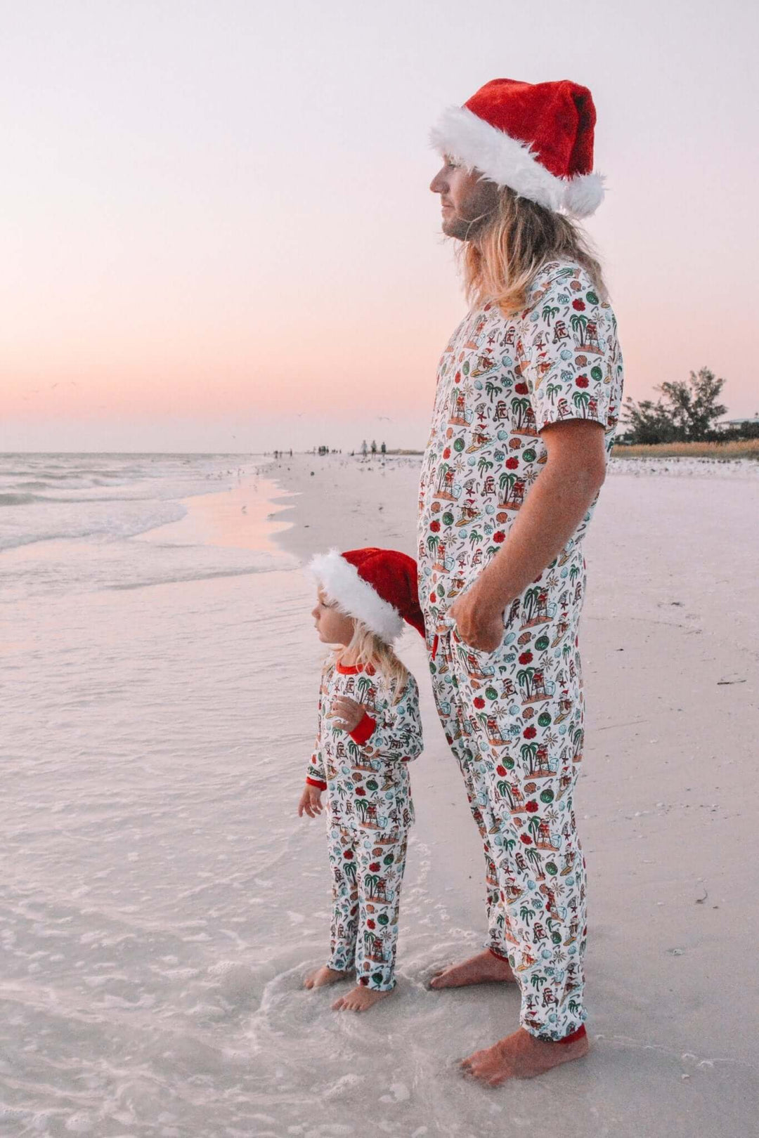Jolly Waves Bamboo Mens Pajama Set - Joggers + Short Sleeve Top - Tuck &amp; Char Co.