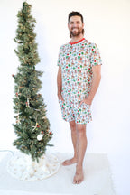Jolly Waves Bamboo Mens Pajama Set - Shorts + Short Sleeve Top