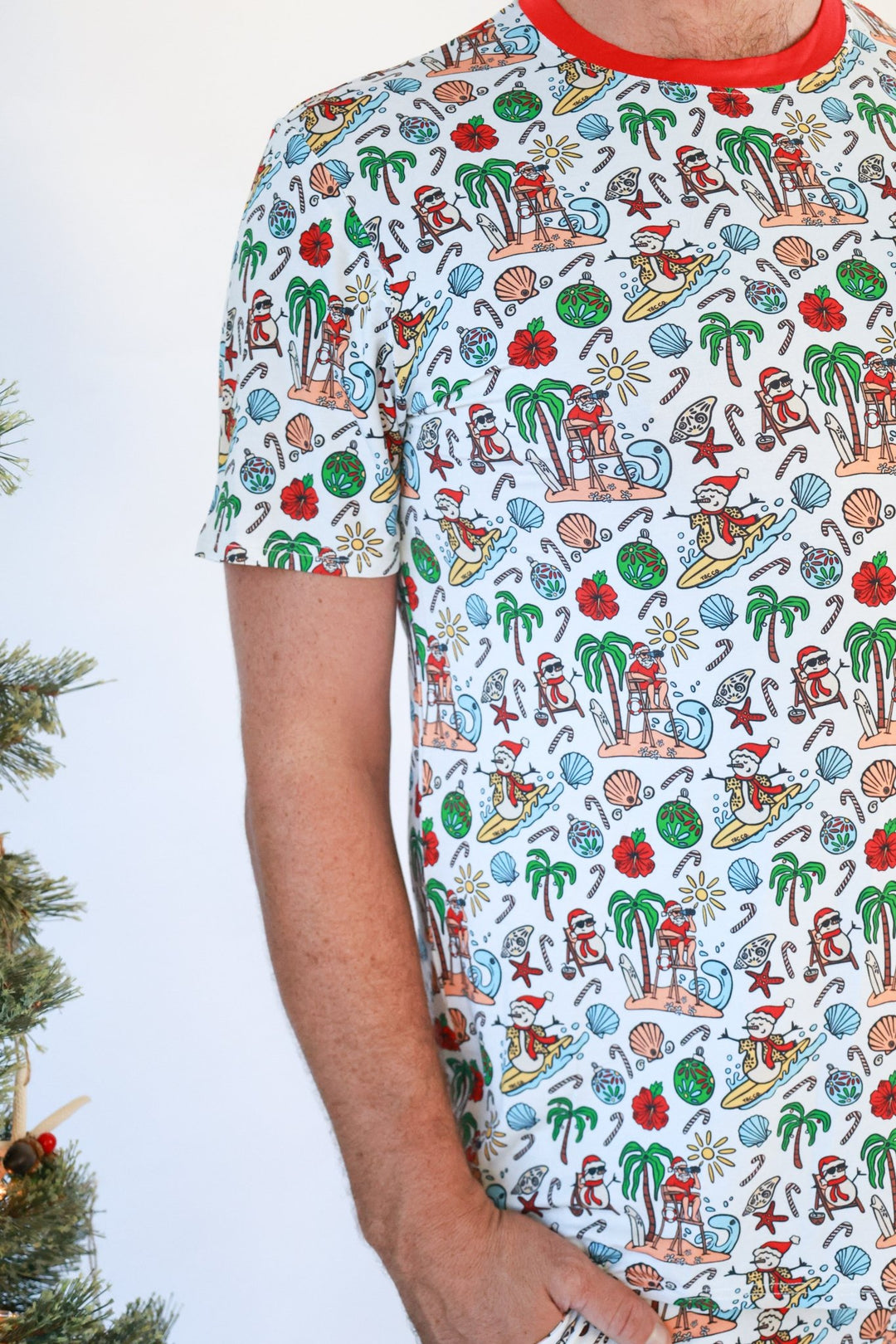 Jolly Waves Bamboo Mens Pajama Set - Shorts + Short Sleeve Top - Tuck &amp; Char Co.