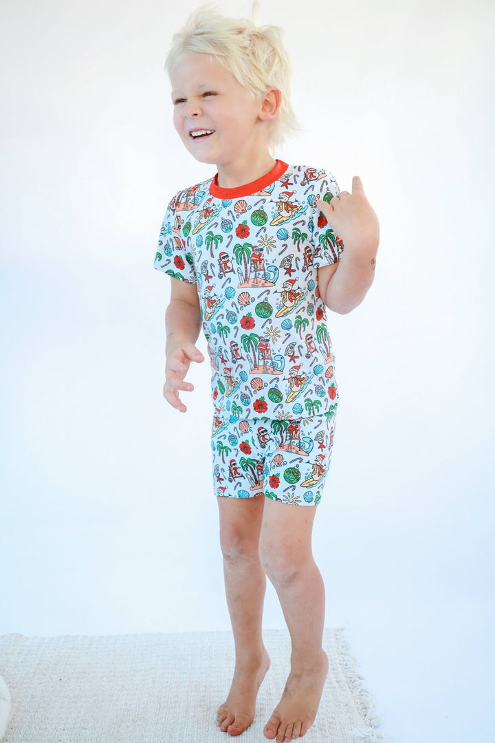 Jolly Waves Bamboo Toddler Two-Piece Pajama Set Shorties - Tuck &amp; Char Co.