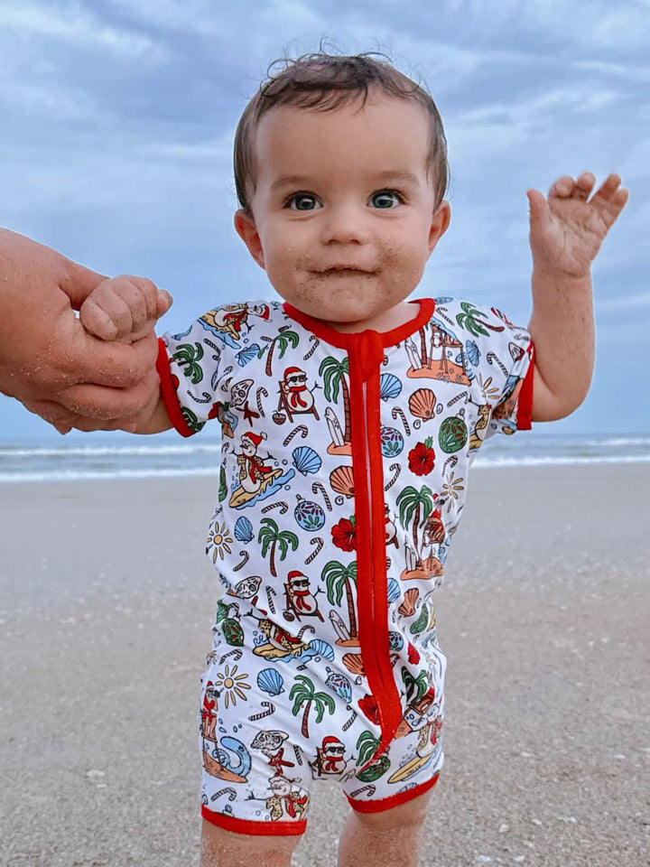 Jolly Waves Bamboo Zippy Pajama Shorties - Tuck &amp; Char Co.