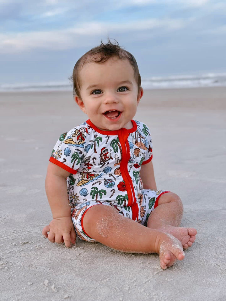 Jolly Waves Bamboo Zippy Pajama Shorties - Tuck &amp; Char Co.