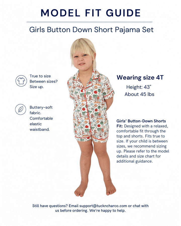 Jolly Waves Girls Button Down Short Pajama Set - Tuck &amp; Char Co.