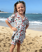 Jolly Waves Girls Button Down Short Pajama Set