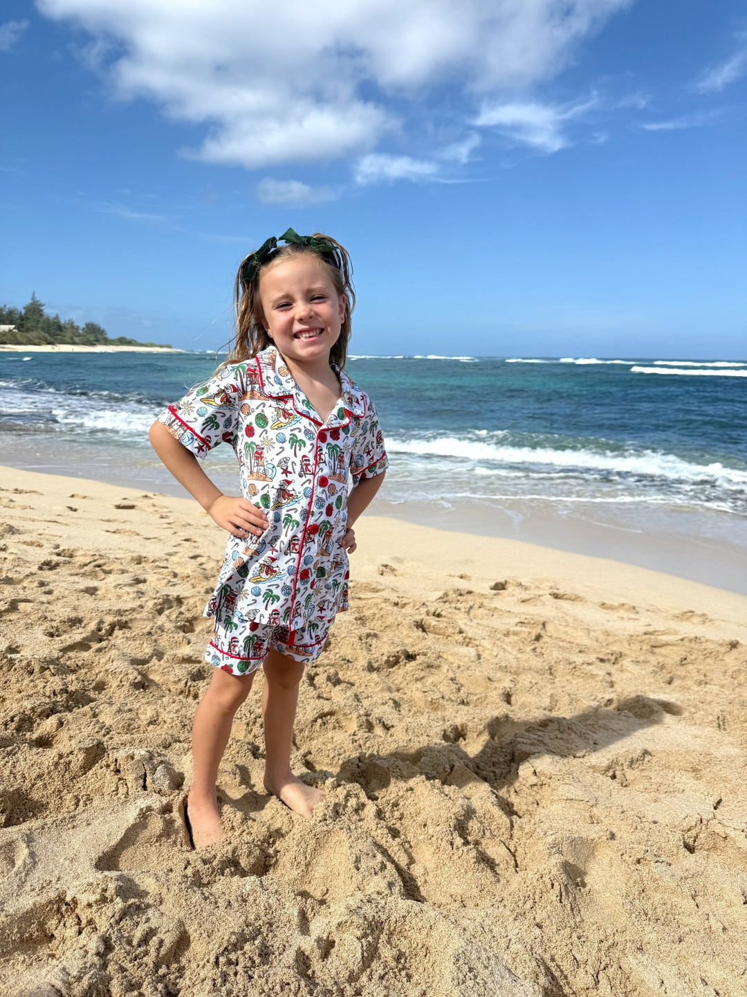 Jolly Waves Girls Button Down Short Pajama Set - Tuck &amp; Char Co.