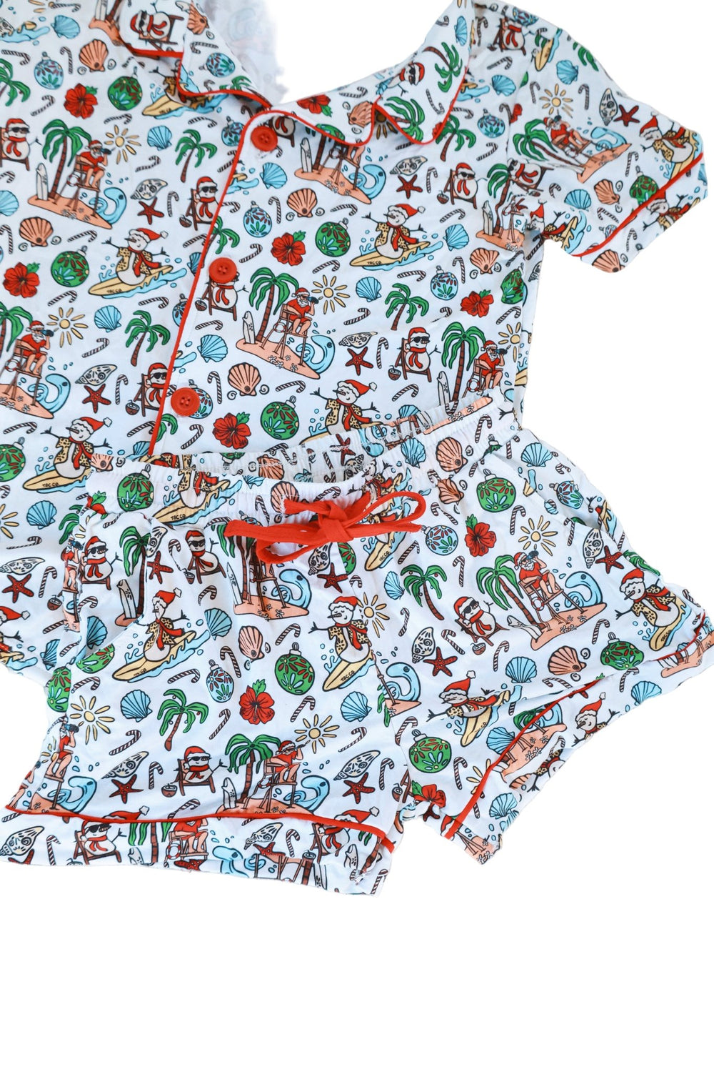 Jolly Waves Girls Youth Bamboo Short Sleeve Button-Up Pajama Set Shorties - Tuck & Char Co.