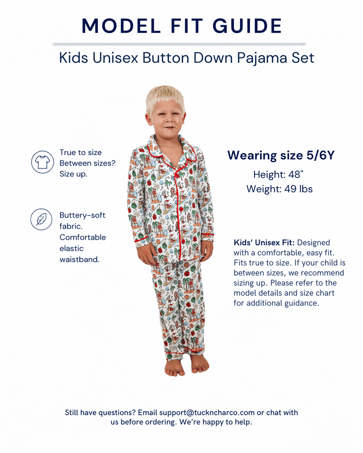 Jolly Waves Kids Unisex Button Down Pajama Set - Tuck &amp; Char Co.