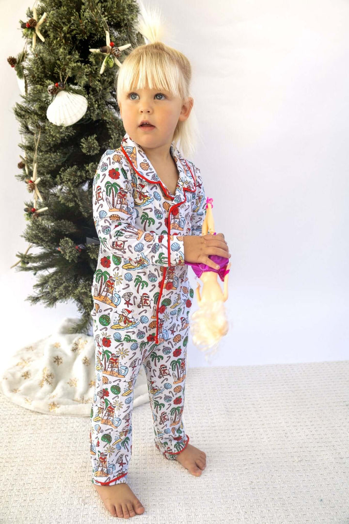 Jolly Waves Unisex Bamboo Long Sleeve Button - Up Pajama Set - Tuck &amp; Char Co.