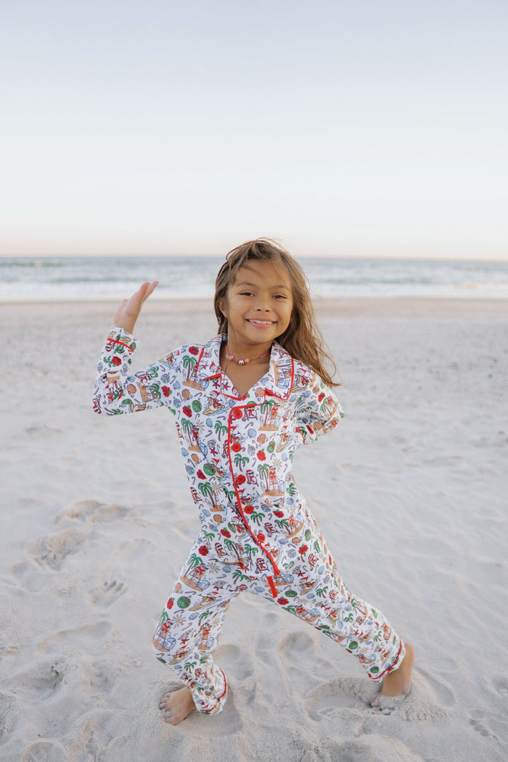 Jolly Waves Unisex Bamboo Long Sleeve Button-Up Pajama Set - Tuck &amp; Char Co.