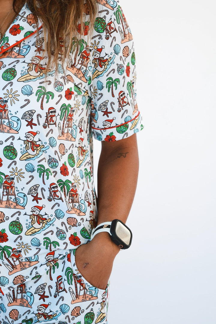 Jolly Waves Women’s Button-Up Short Pajama Set - Tuck &amp; Char Co.