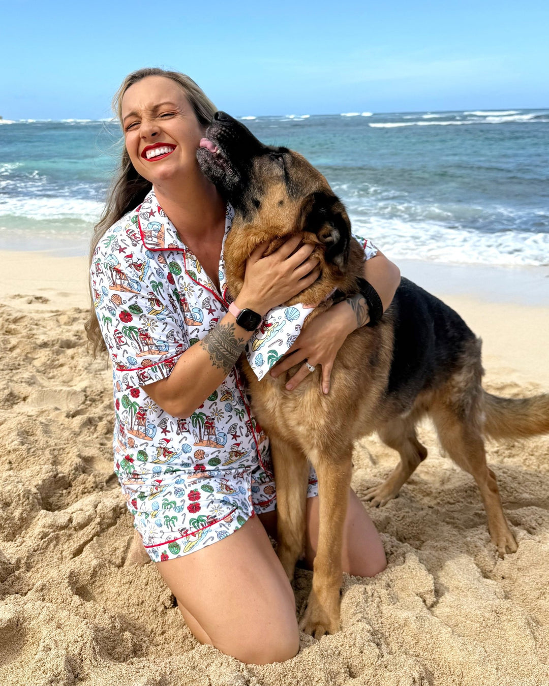 Jolly Waves Women’s Button-Up Short Pajama Set - Tuck &amp; Char Co.