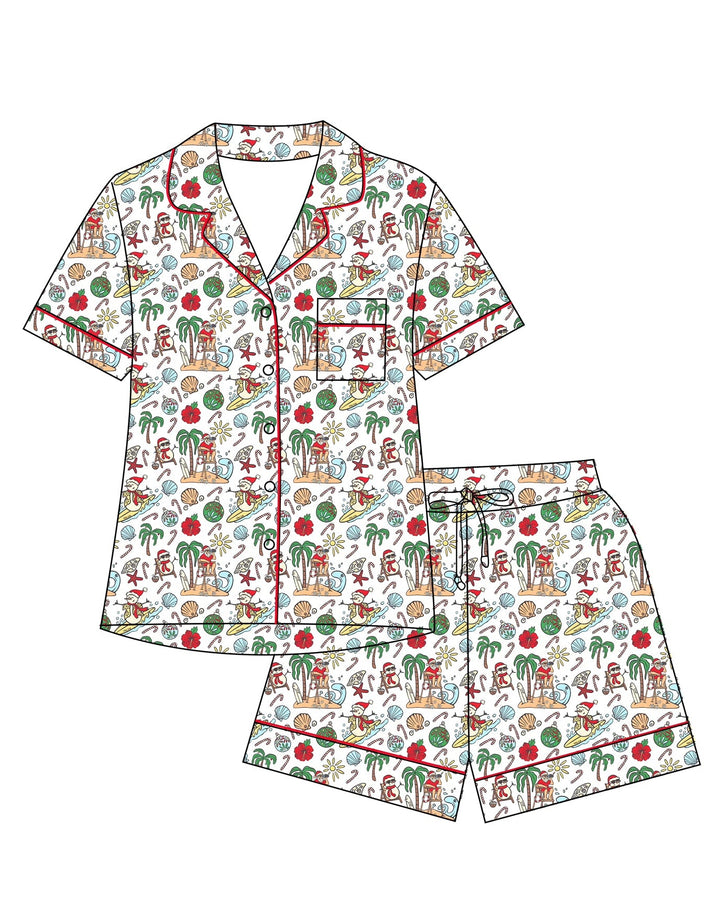 Jolly Waves Women’s Button-Up Short Pajama Set - Tuck &amp; Char Co.