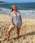 Jolly Waves Women’s Button-Up Short Pajama Set