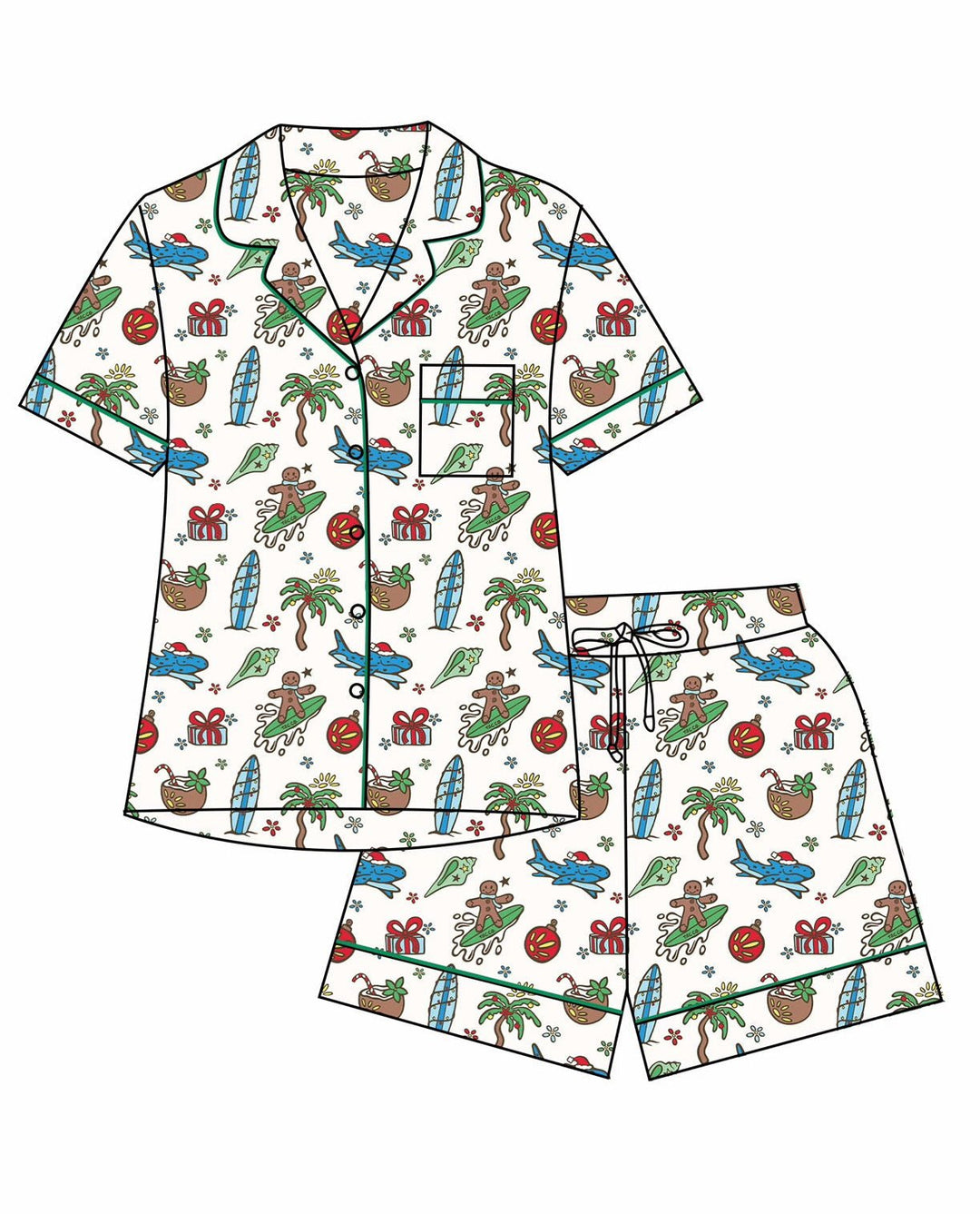 Merry Reef Girls Button Down Short Pajama Set - Tuck & Char Co.