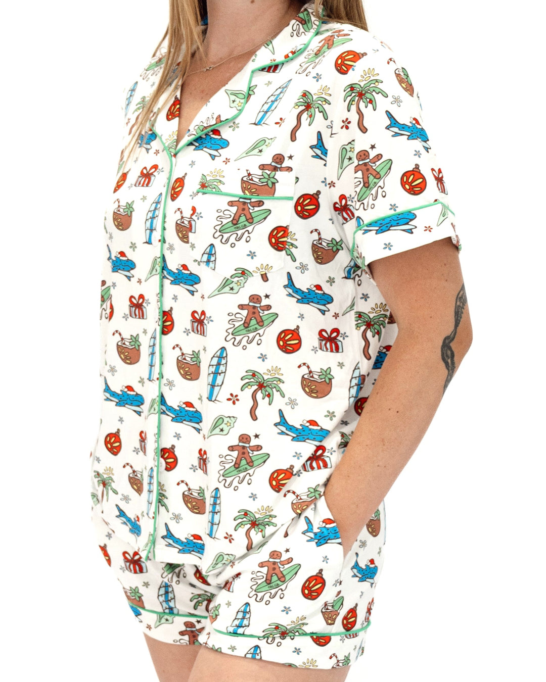Merry Reef Women’s Button-Up Short Pajama Set - Tuck & Char Co.