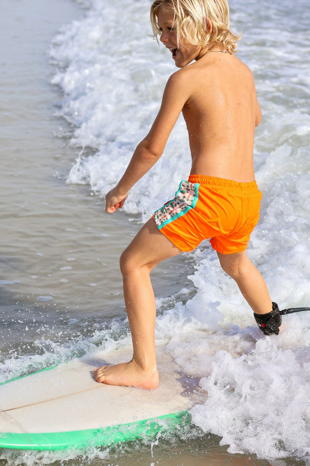 Neon Orange Boys Hybrid Boardshorts – Surfing Seagulls - Tuck &amp; Char Co.