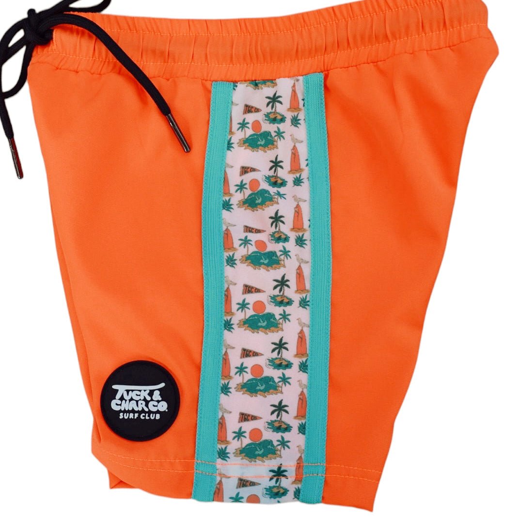 Neon Orange Boys Hybrid Boardshorts – Surfing Seagulls - Tuck &amp; Char Co.