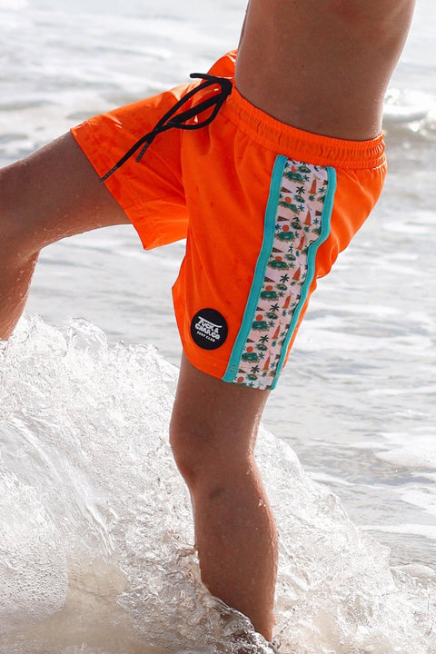 Neon Orange Boys Hybrid Boardshorts – Surfing Seagulls - Tuck & Char Co.