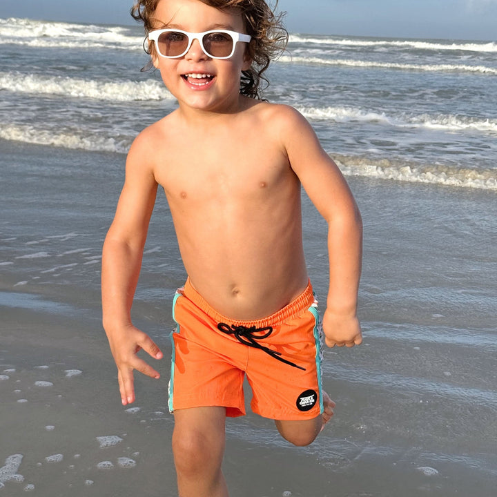 Neon Orange Boys Hybrid Boardshorts – Surfing Seagulls - Tuck &amp; Char Co.