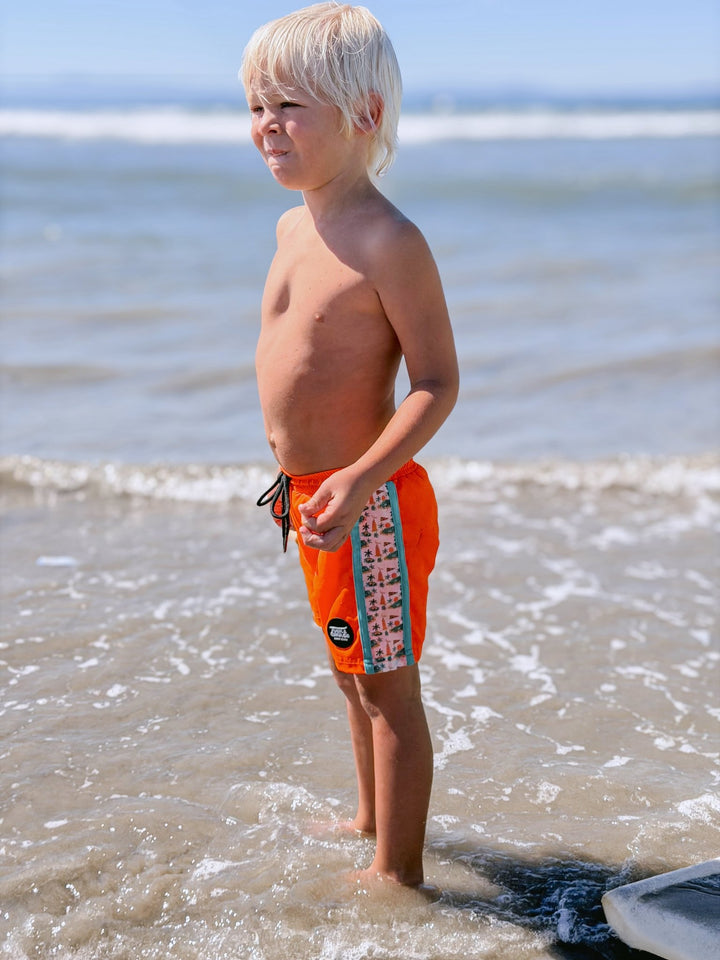 Neon Orange Boys Hybrid Boardshorts – Surfing Seagulls - Tuck &amp; Char Co.