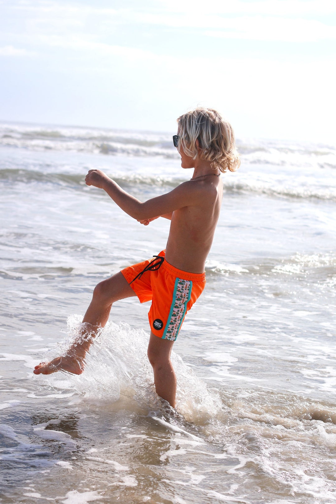 Neon Orange Boys Hybrid Boardshorts – Surfing Seagulls - Tuck &amp; Char Co.