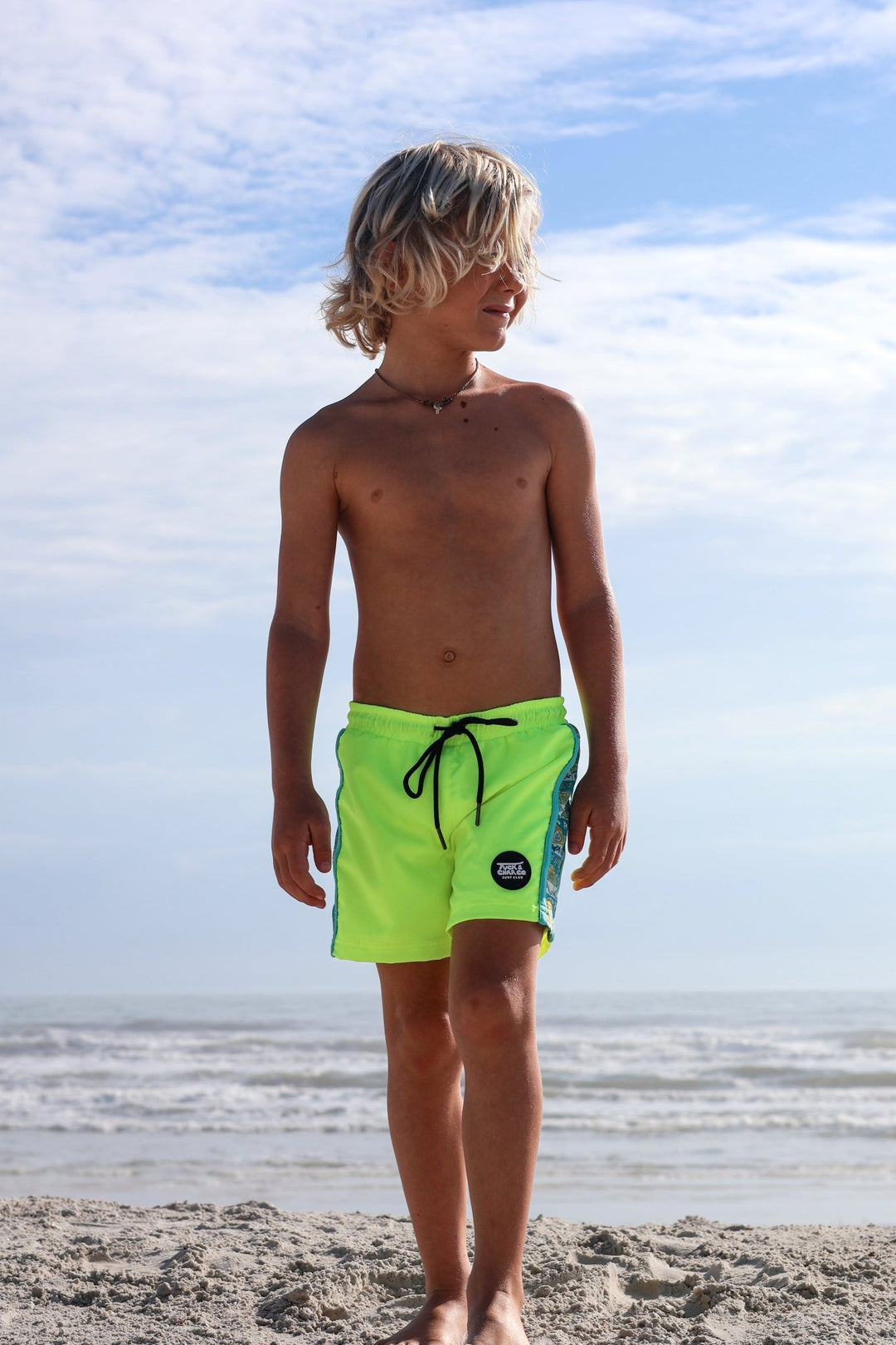 Neon Yellow Boys Hybrid Boardshorts – Retro Coastal - Tuck &amp; Char Co.