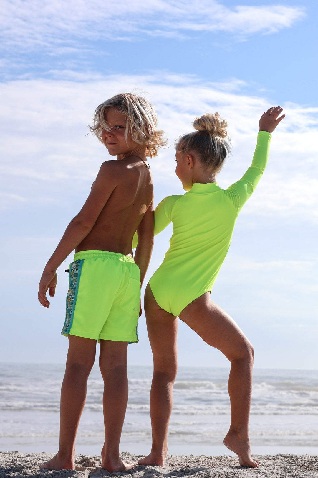 Neon Yellow Boys Hybrid Boardshorts – Retro Coastal - Tuck &amp; Char Co.