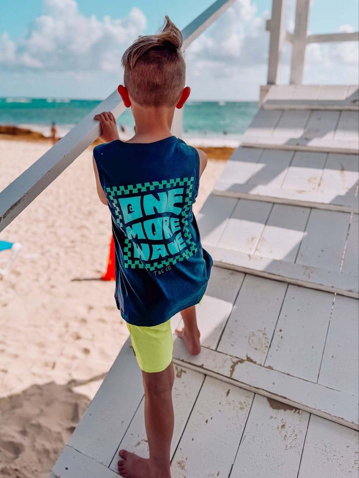 One More Wave Denim Navy Tank Top - Tuck &amp; Char Co.