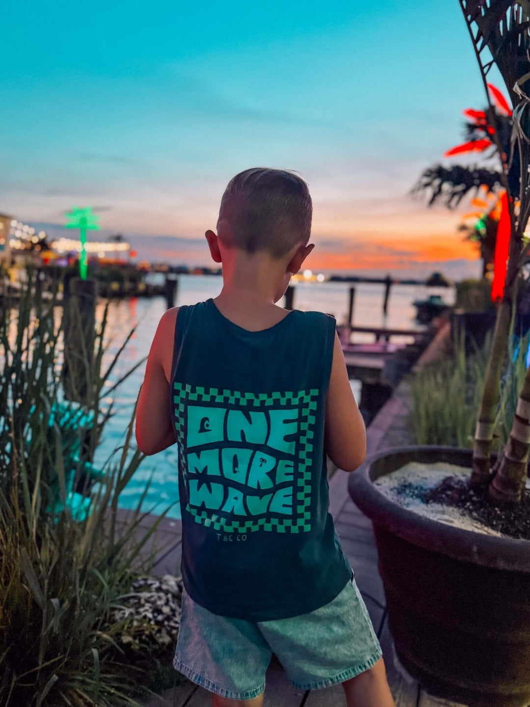 One More Wave Denim Navy Tank Top - Tuck &amp; Char Co.