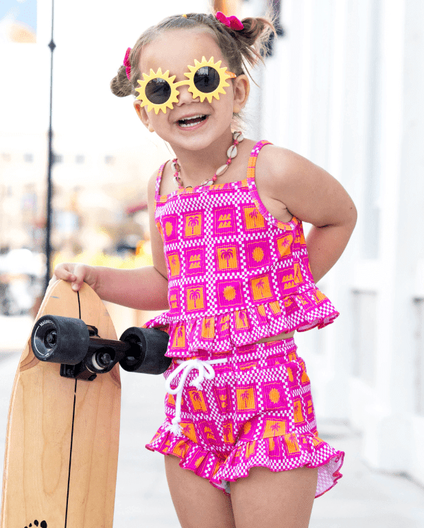 Palms & Frills Girls Two Piece Set - Tuck & Char Co.