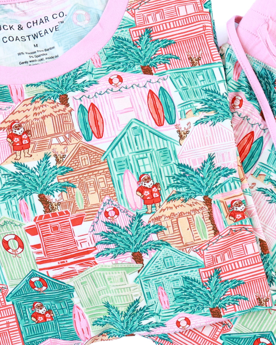 Pink Beach Huts Adult Unisex Jogger Pajama Set - Tuck &amp; Char Co.