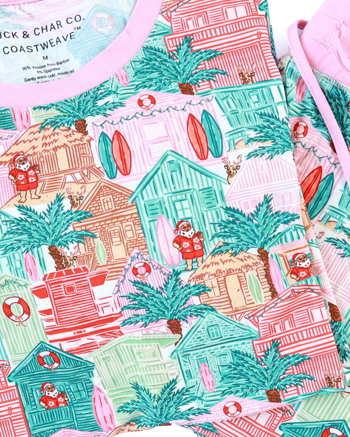 Pink Beach Huts Adult Unisex Jogger Pajama Set - Tuck &amp; Char Co.