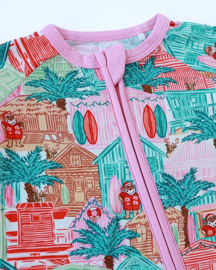 Pink Beach Huts Baby Zippy Pajamas - Tuck &amp; Char Co.
