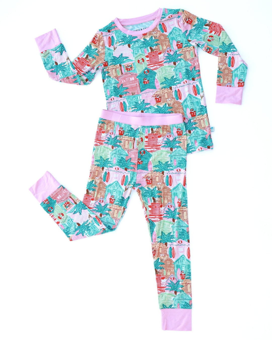 Pink Beach Huts Kids Pajama Set - Tuck &amp; Char Co.